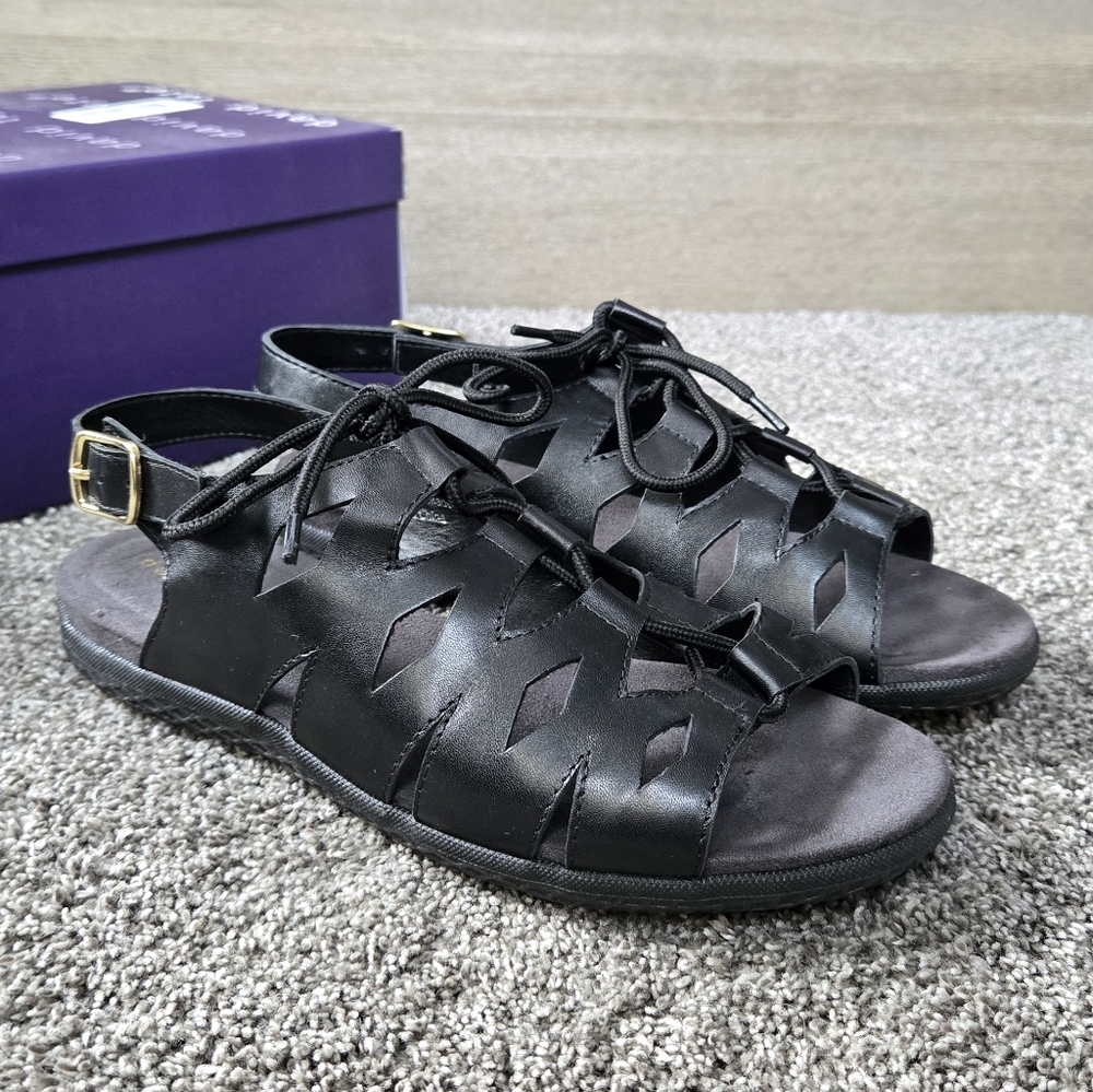 David Tate Darcy Slingback Sandal Women's Black Leather Sandals NEW size 8.5
